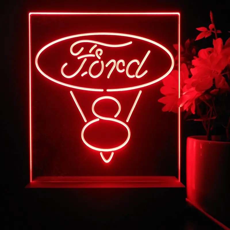Ford V8 Logo 3D Illusion Night Light Desk Lamp 1