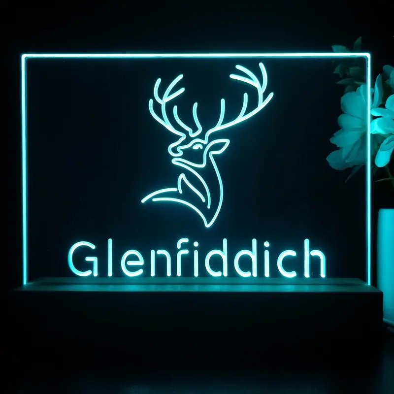 Glenfiddich Whisky Deer Wine Neon Sign Pub Bar Lamp 1