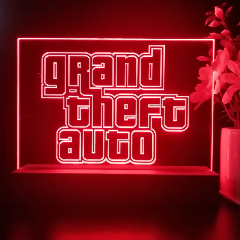 Grand Theft Auto Gta5 Neon Sign Game Room Table Top Lamp 1