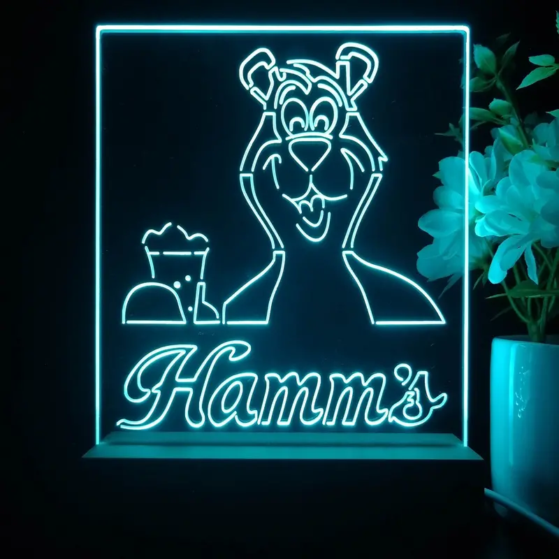 Hamm's Beer Bear Mug Night Light Neon Pub Bar Lamp 1