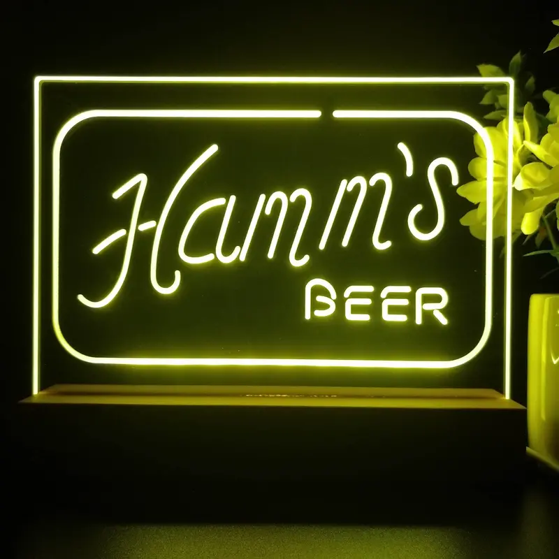 Hamm's Beer Rectangle Neon Sign Pub Bar Lamp 1