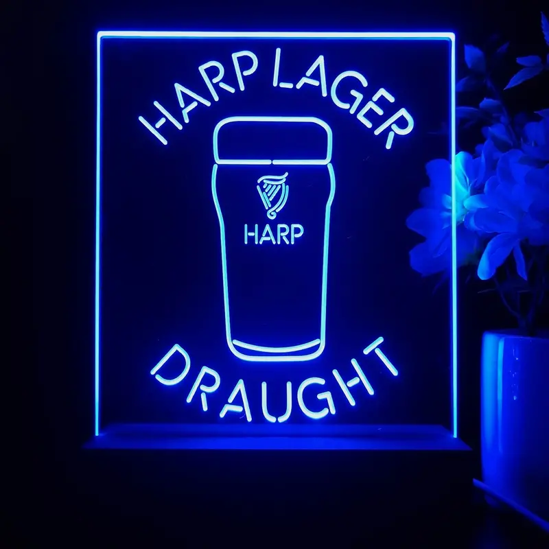 Harp Larger Draught Night Light Neon Pub Bar Lamp 1
