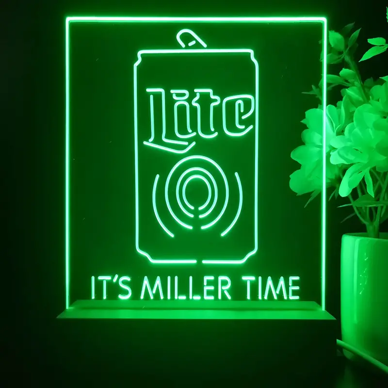 It's Miller Time Bottle Night Light Neon Pub Bar Lamp 1