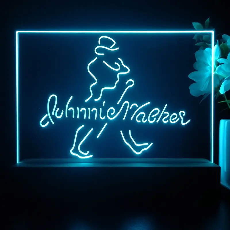 Johnnie Walker Line Logo Right Neon Sign Pub Bar Decor Lamp 1