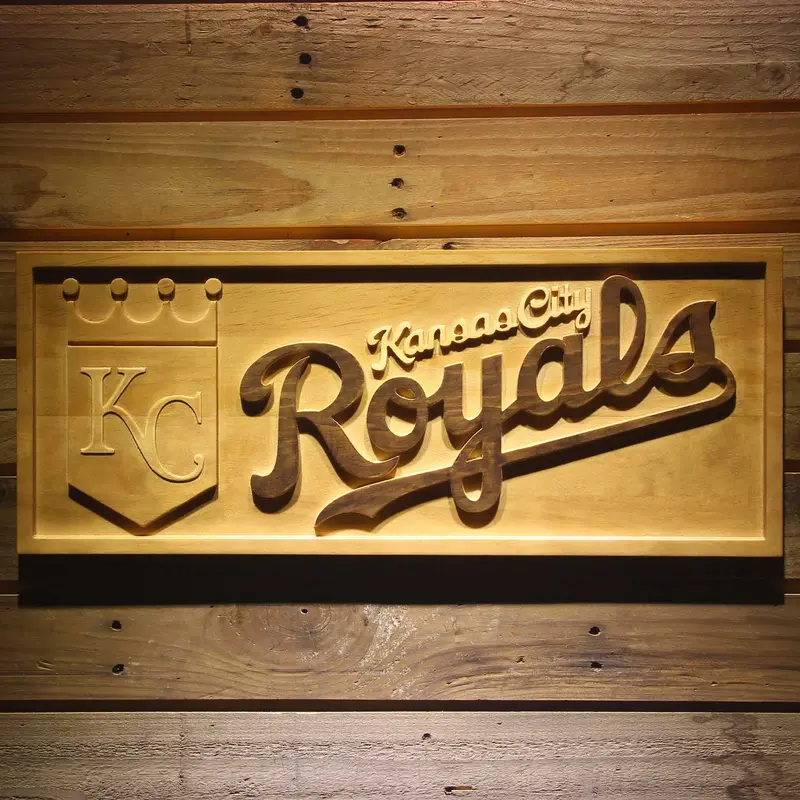 Kansas City Royals 3D Solid Wooden Craving Sign 1