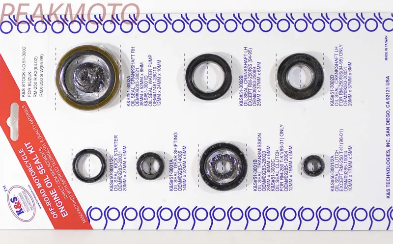 K&S Off-Road Complete  Engine Oil Seal Kit  Rm/Rmx250  | 51-3002 1