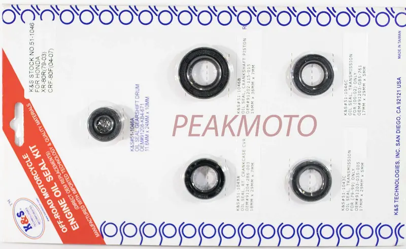 K&S Off-Road Complete  Engine Oil Seal Kit  Xr-80R/Crf-80  | 51-1046 1