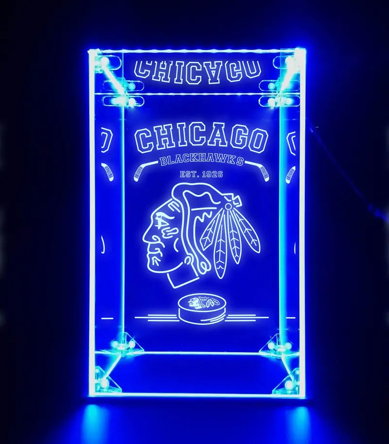 Led Display Case For Chicago Blackhawks Sports Memorabilia 1