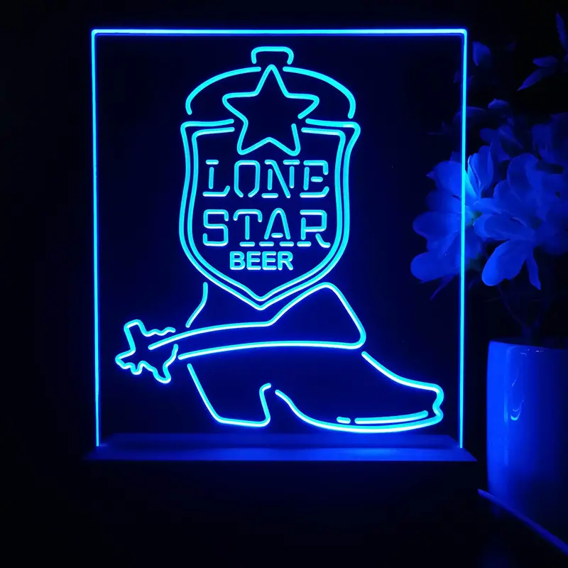 Lone Star Boot Beer Night Light Neon Pub Bar Lamp 1