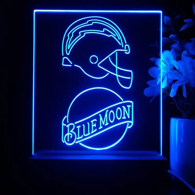 Los Angeles Chargers Blue Moon Neon Sign Pub Bar Lamp 1