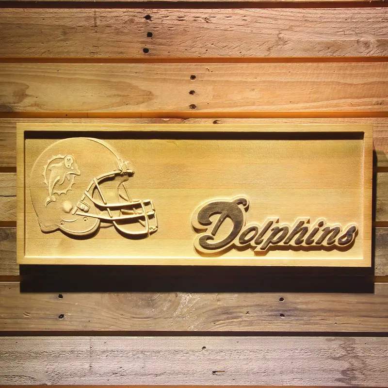 Miami Dolphins 3D Solid Wooden Craving Sign 1