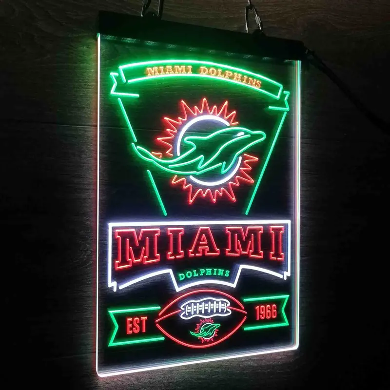 Miami Dolphins Est. 1966 Neon Led Sign 3 Colors 1