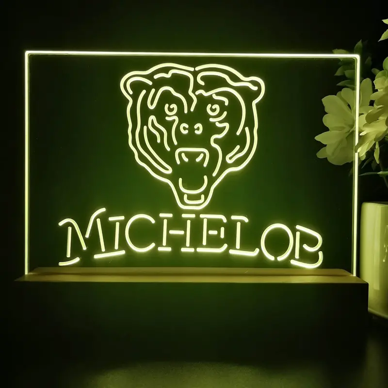 Michelob Bar Chicago Bears 3D Illusion Night Light Desk Lamp 1