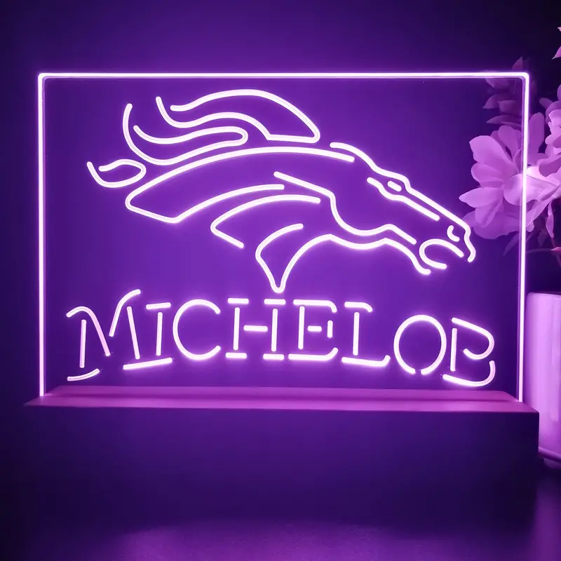 Michelob Bar Denver Broncos 3D Illusion Night Light Desk Lamp 1
