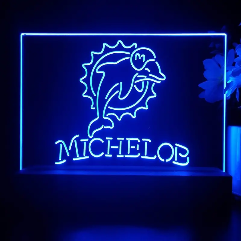 Michelob Bar Miami Dolphins 3D Illusion Night Light Desk Lamp 1
