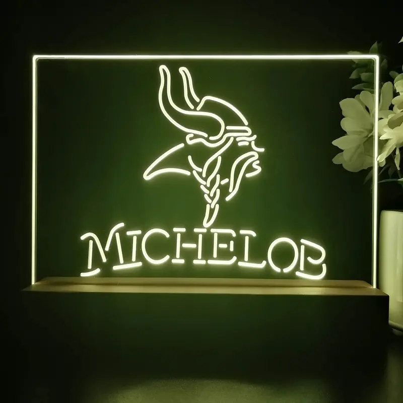 Michelob Bar Minnesota Vikings 3D Illusion Night Light Desk Lamp 1