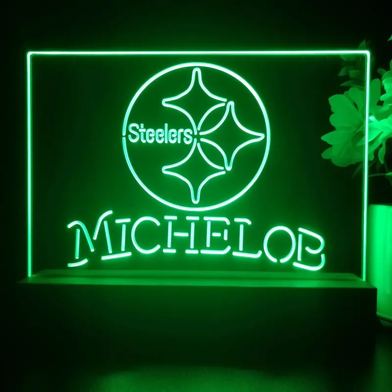 Michelob Bar Pittsburgh Steelers 3D Illusion Night Light Desk Lamp 1