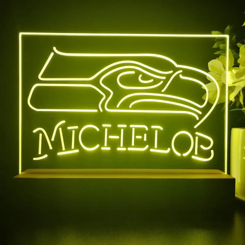 Michelob Bar Seattle Seahawks 3D Illusion Night Light Desk Lamp 1
