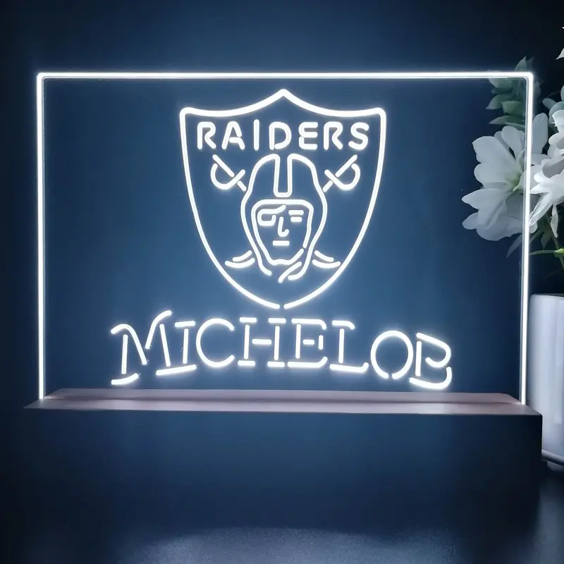 Michelob Las Vegas Raiders 3D Illusion Night Light Desk Lamp 1