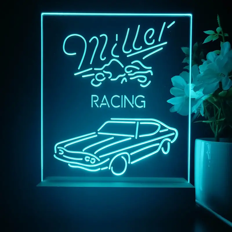 Miller Lite Car Racing Sport Beer 3D Illusion Night Light Desk Lamp 1