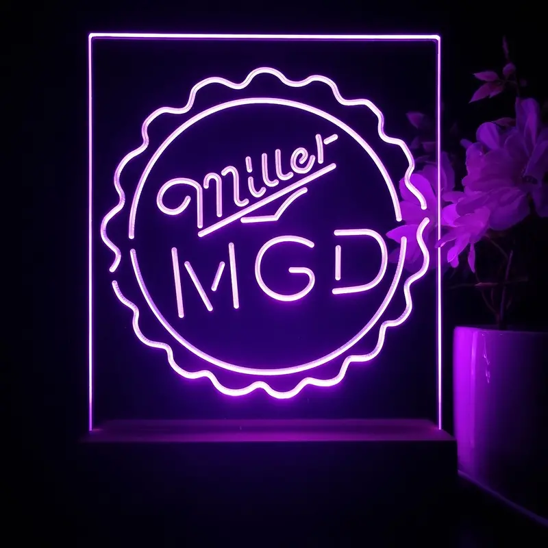 Miller Lite Mgd Bottle Cap 3D Illusion Night Light Desk Lamp 1