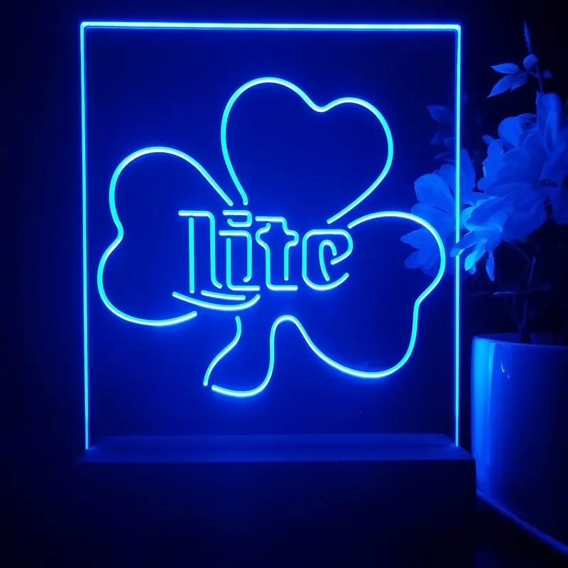 Miller Lite Shamrock Beer 3D Illusion Night Light Desk Lamp 1