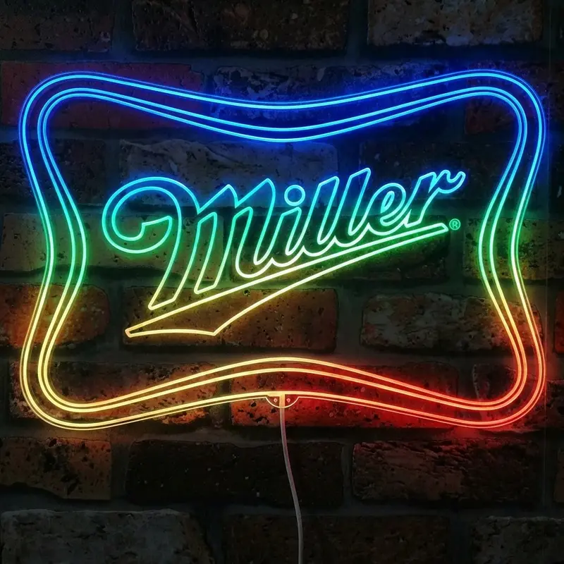 Miller Lite Soft Cross Logo Neon Led Sign With Dynamic Rgb Colors 1