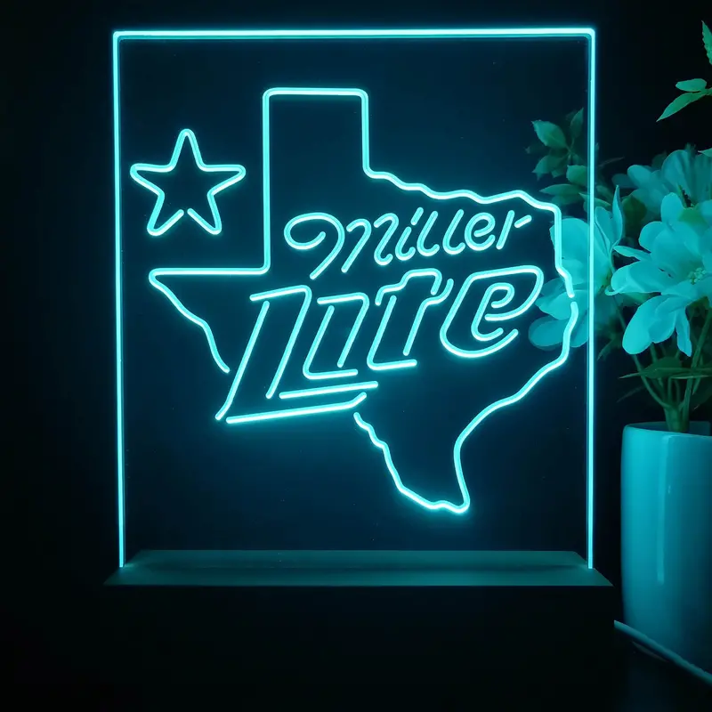 Miller Texas Star Beer 3D Illusion Night Light Desk Lamp 1