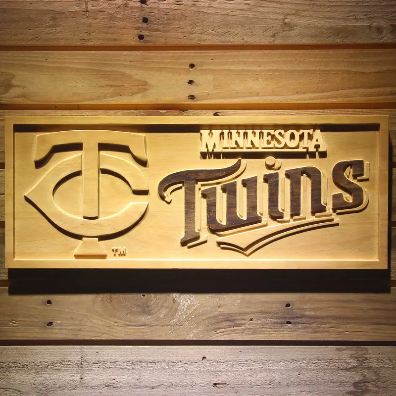 Minnesota Twins 3D Solid Wooden Craving Sign 1