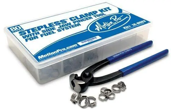 Motion Pro 12-0083 Stepless Clamp Fuel Line Fittings Kit, 80 Pcs, W/Pincer Tool 1