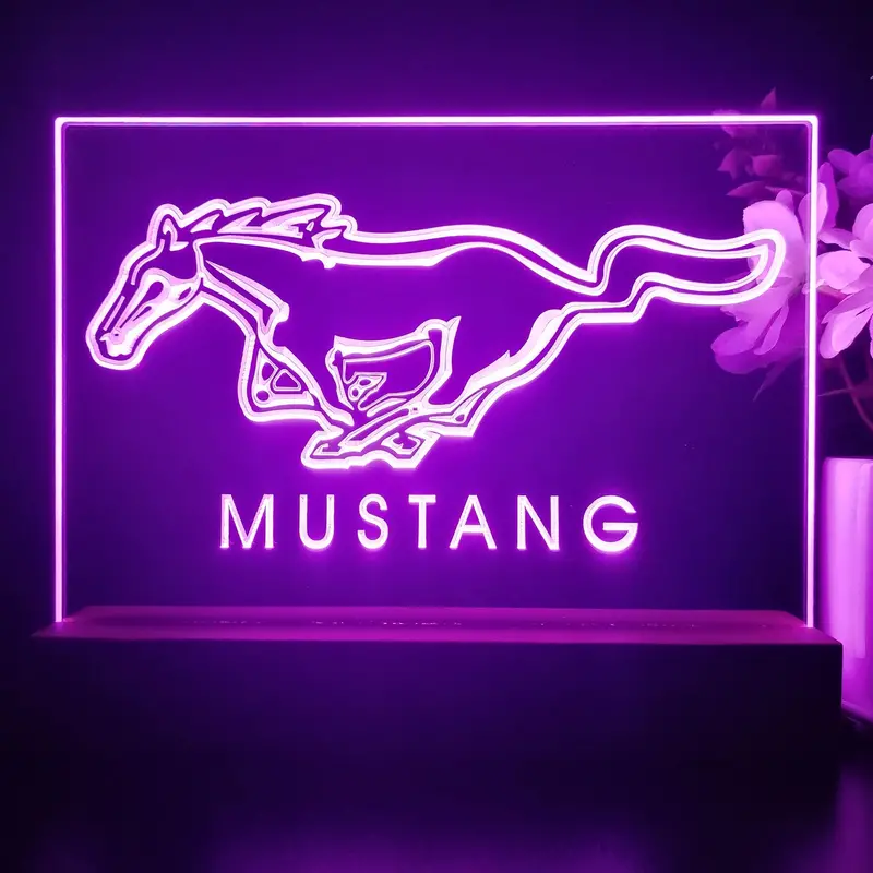 Mustang Ford Horse Car Bar 3D Illusion Night Light Desk Lamp 1