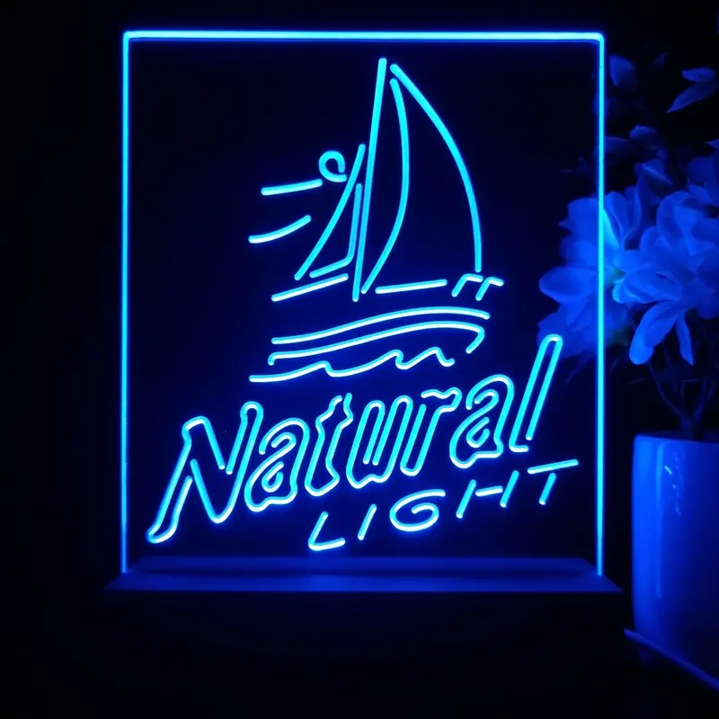 Natural Light Sailboat Night Light Neon Pub Bar Lamp 1