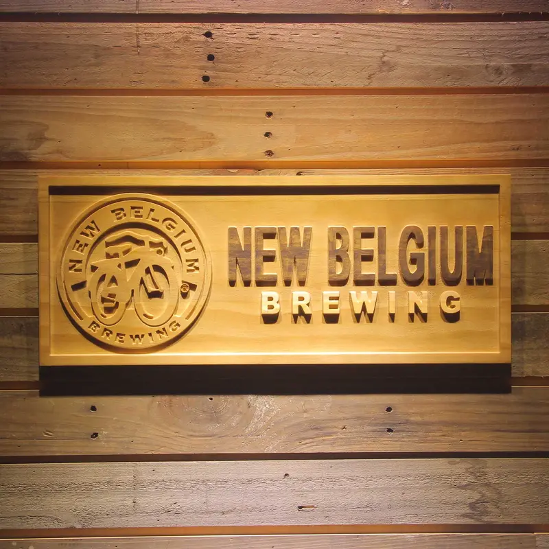 New Belgium 3D Solid Wooden Craving Sign 1