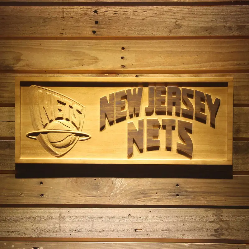 New Jersey Nets  3D Solid Wooden Craving Sign 1