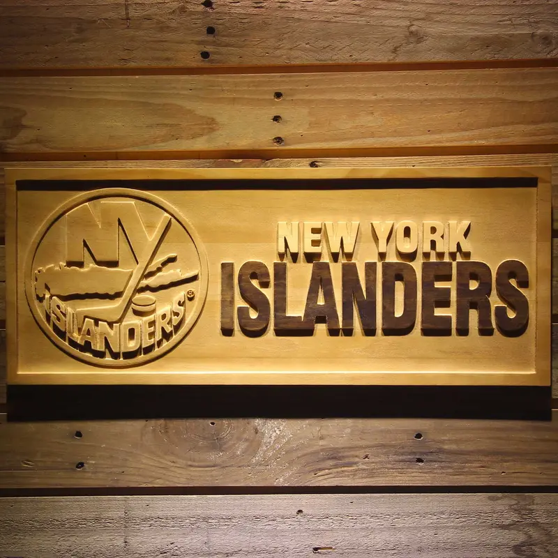New York Islanders 3D Solid Wooden Craving Sign 1