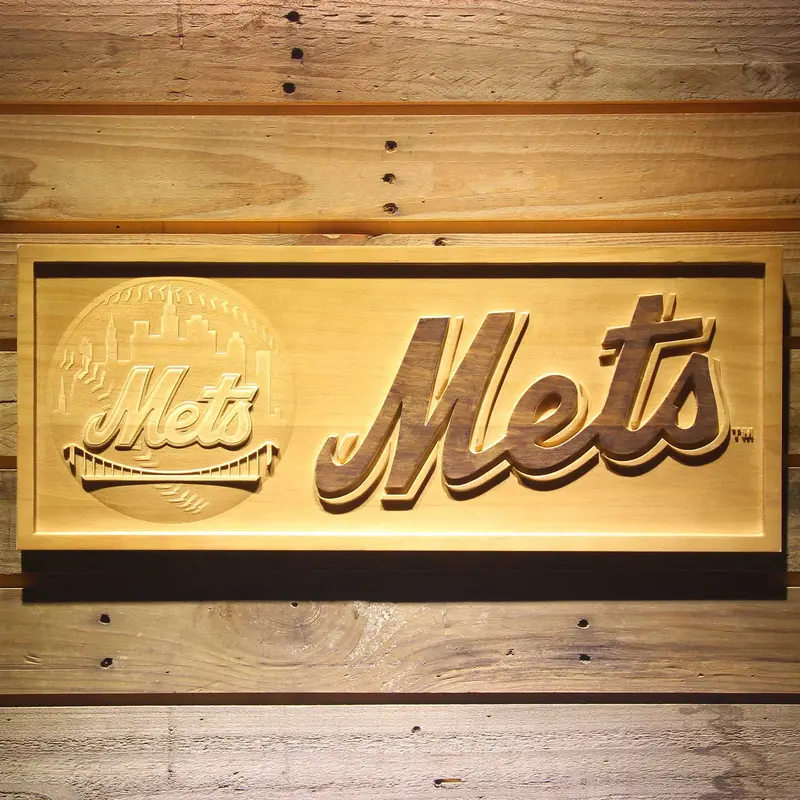 New York Mets 3D Solid Wooden Craving Sign 1