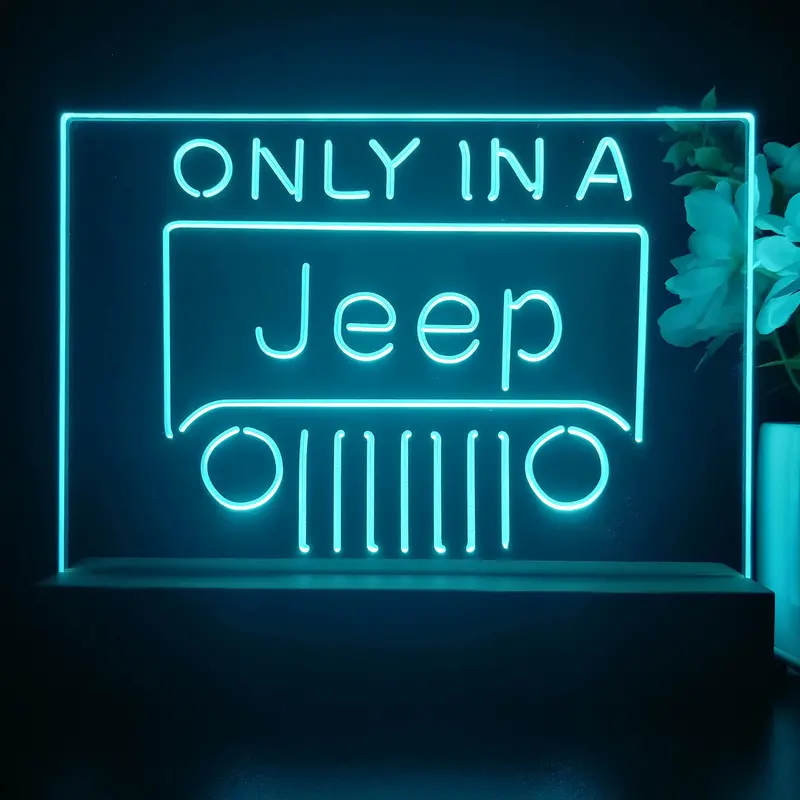 Only In A Jeep Beer Garage 3D Illusion Night Light Desk Lamp 1
