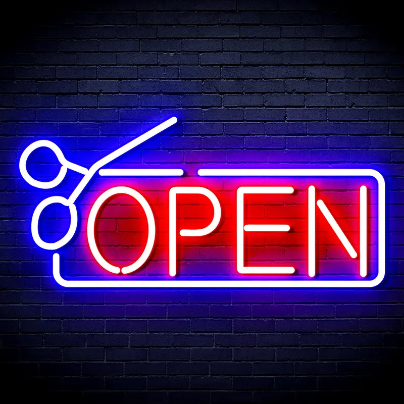 Open With Scissors Neon Flex Led Sign 1
