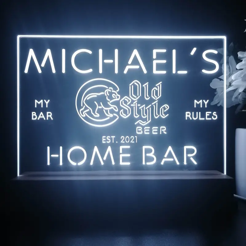 Personalized Chicago Cubs Old Style Souvenir Neon Led Night Light Sign 1