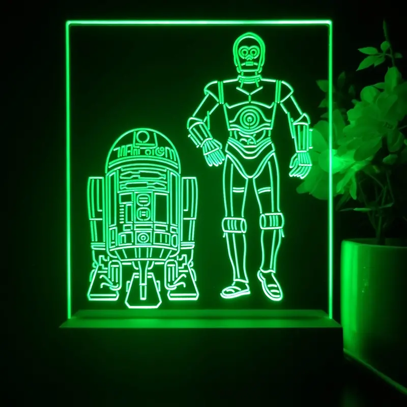 R2d2 C3po Stars Wars 3D Illusion Night Light Desk Lamp 1