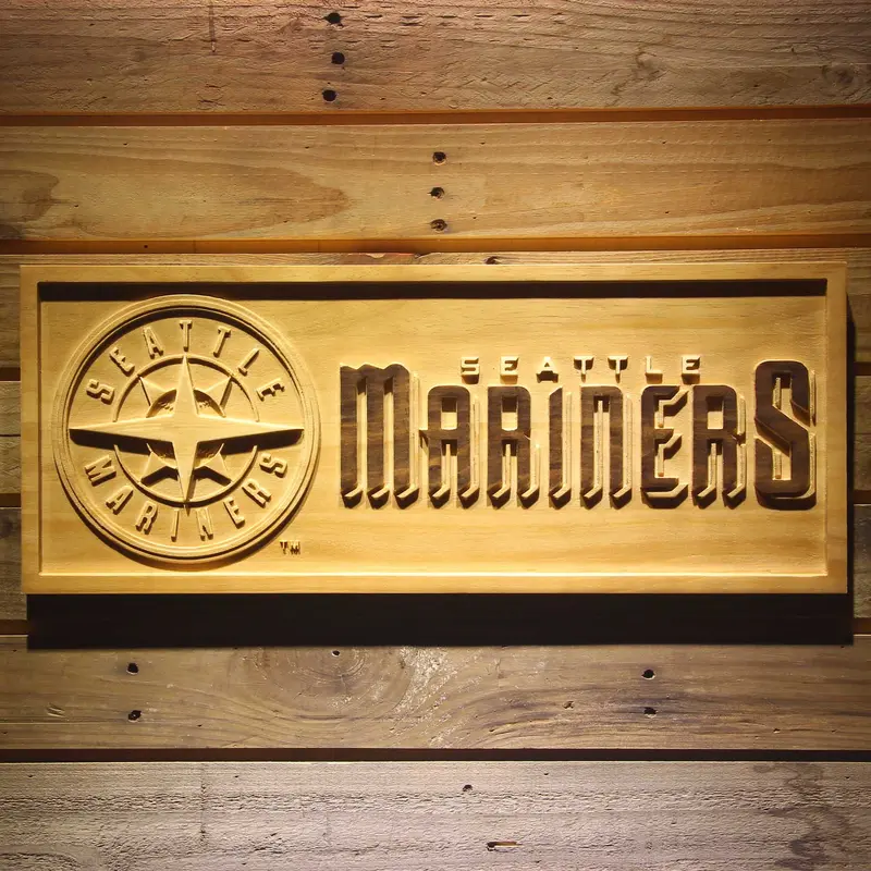 Seattle Mariners 3D Solid Wooden Craving Sign 1