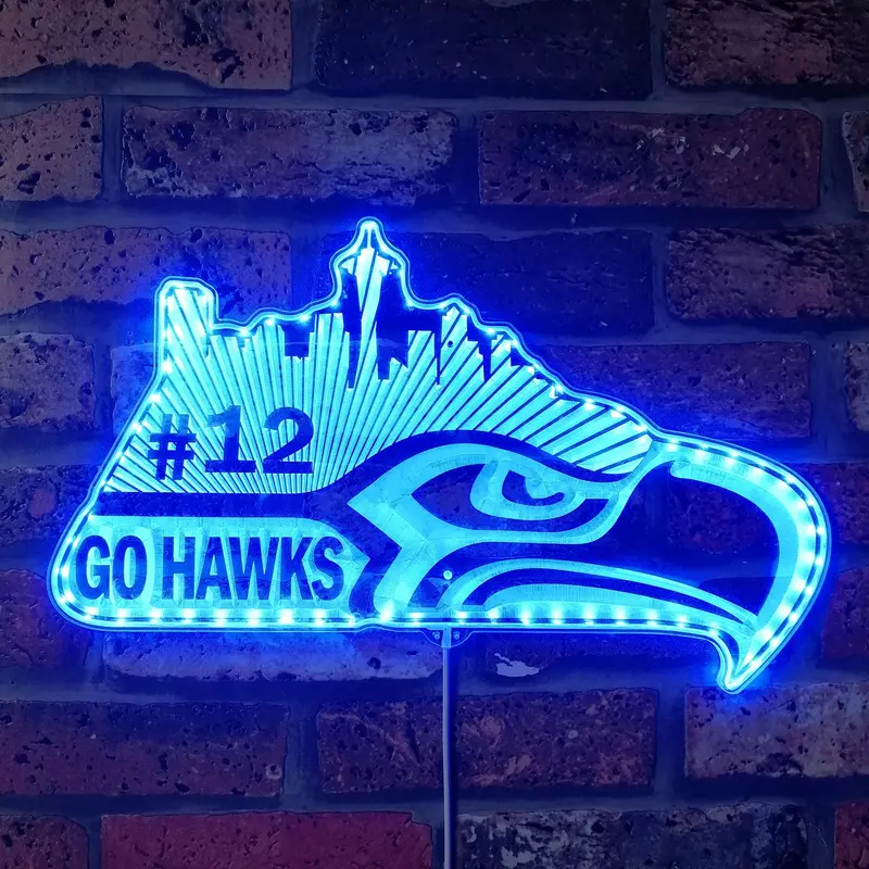 Seattle Seahawks #12 Neon Led Sign With Dynamic Rgb Colors 1
