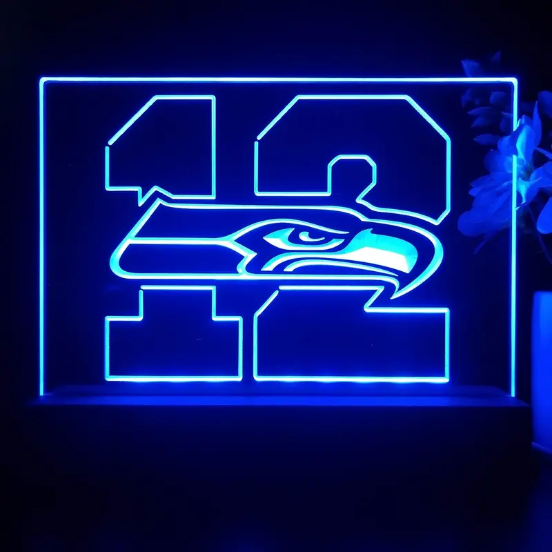 Seattle Seahawks 12Th Man 3D Illusion Night Light Desk Lamp 1