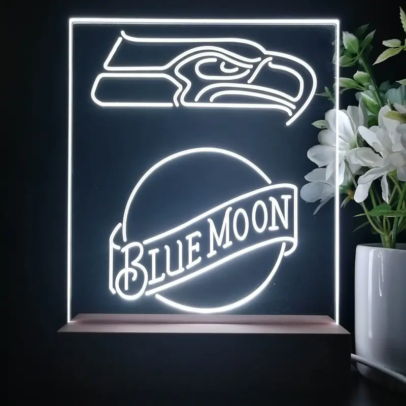Seattle Seahawks Blue Moon Neon Sign Pub Bar Lamp 1