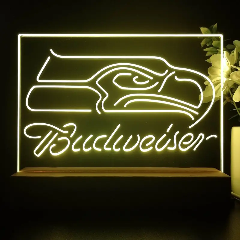 Seattle Seahawks Budweiser 3D Illusion Night Light Desk Lamp 1