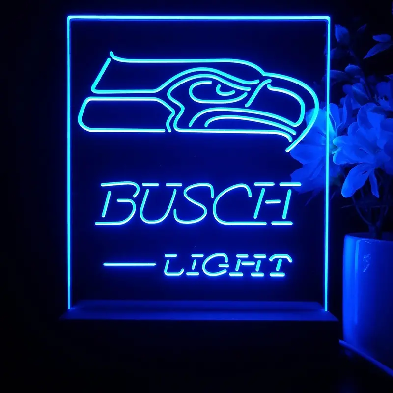 Seattle Seahawks Busch Light Neon Sign Pub Bar Lamp 1