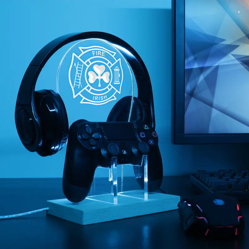 Shamrock Fighting Irish Fire Department Led Gaming Headset Controller Stand 1
