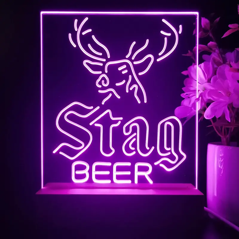 Stag Deer Head Beer Night Light Neon Pub Bar Lamp 1