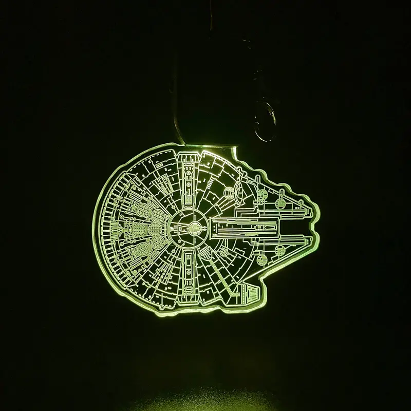 Star Wars Millennium Falcon Led Light Acrylic Keychain , Christmas Tree Ornament 1