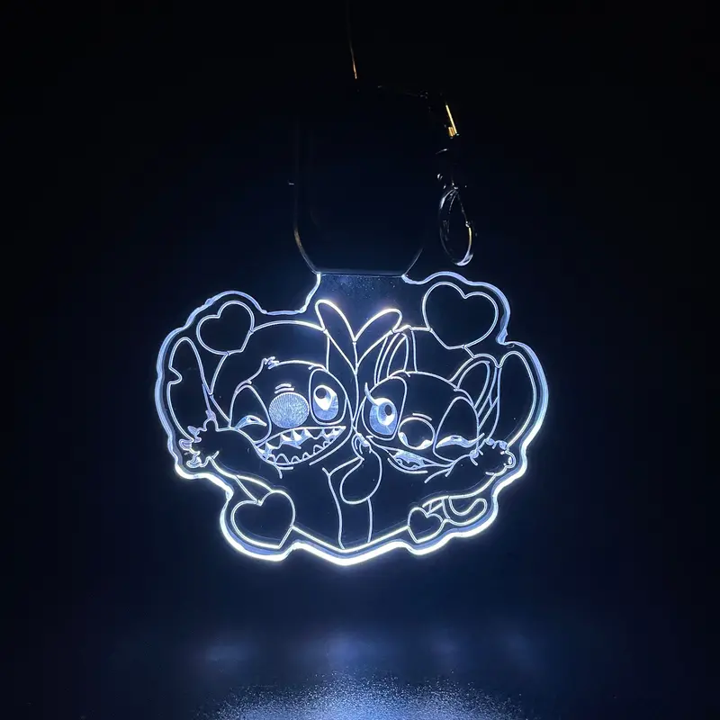 Stitch And Angel Led Light Acrylic Keychain , Christmas Tree Ornament 1